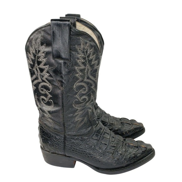 Kids Monacra Black Imitation Crocodile Real Leather Boots SZ 1/2 2 main image 6